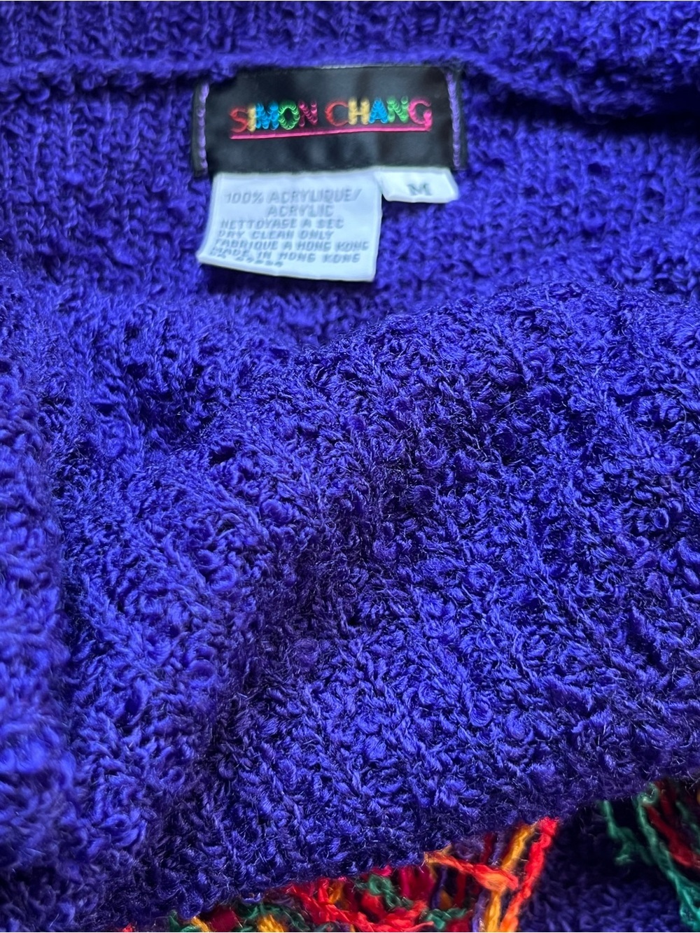 Simon Chang Vintage Royal Purple Statement Bouclé Sweater Dress - Picture 9 of 10